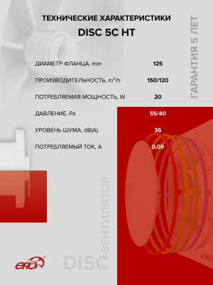 Анемостат АПВП фланец D100 регулируемый D145 пластик ERA
