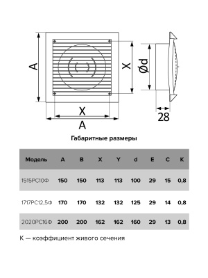 Решетка вентиляционная РСФ фланец D100 150х150 пластик ERA