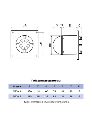 Вентилятор накладной AEON D100 обр.клапан DICITI