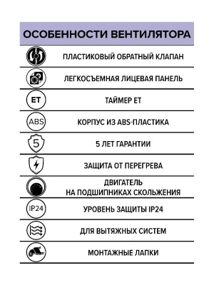 Вентилятор накладной WAVE D120 обр.клапан ET ERA