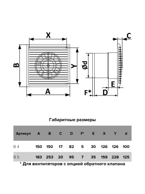 Вентилятор накладной B D100 обр.клапан сетка AURAMAX
