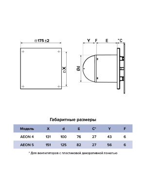Вентилятор накладной AEON D125 обр.клапан DICITI