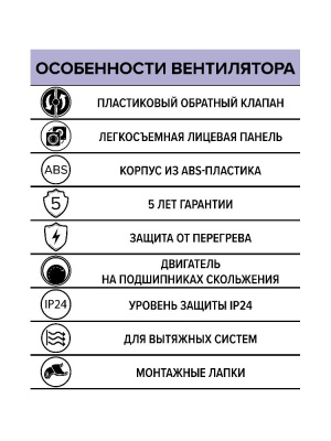 Вентилятор накладной WAVE D120 обр.клапан ERA
