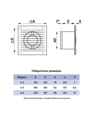Вентилятор накладной A D100 обр.клапан AURAMAX